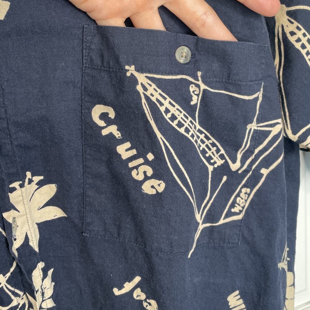 Pierre Cardin Men's Cotton Button-Down Shirt Sz L Relaxed Tropical Casual Travel - Picture 10 of 11